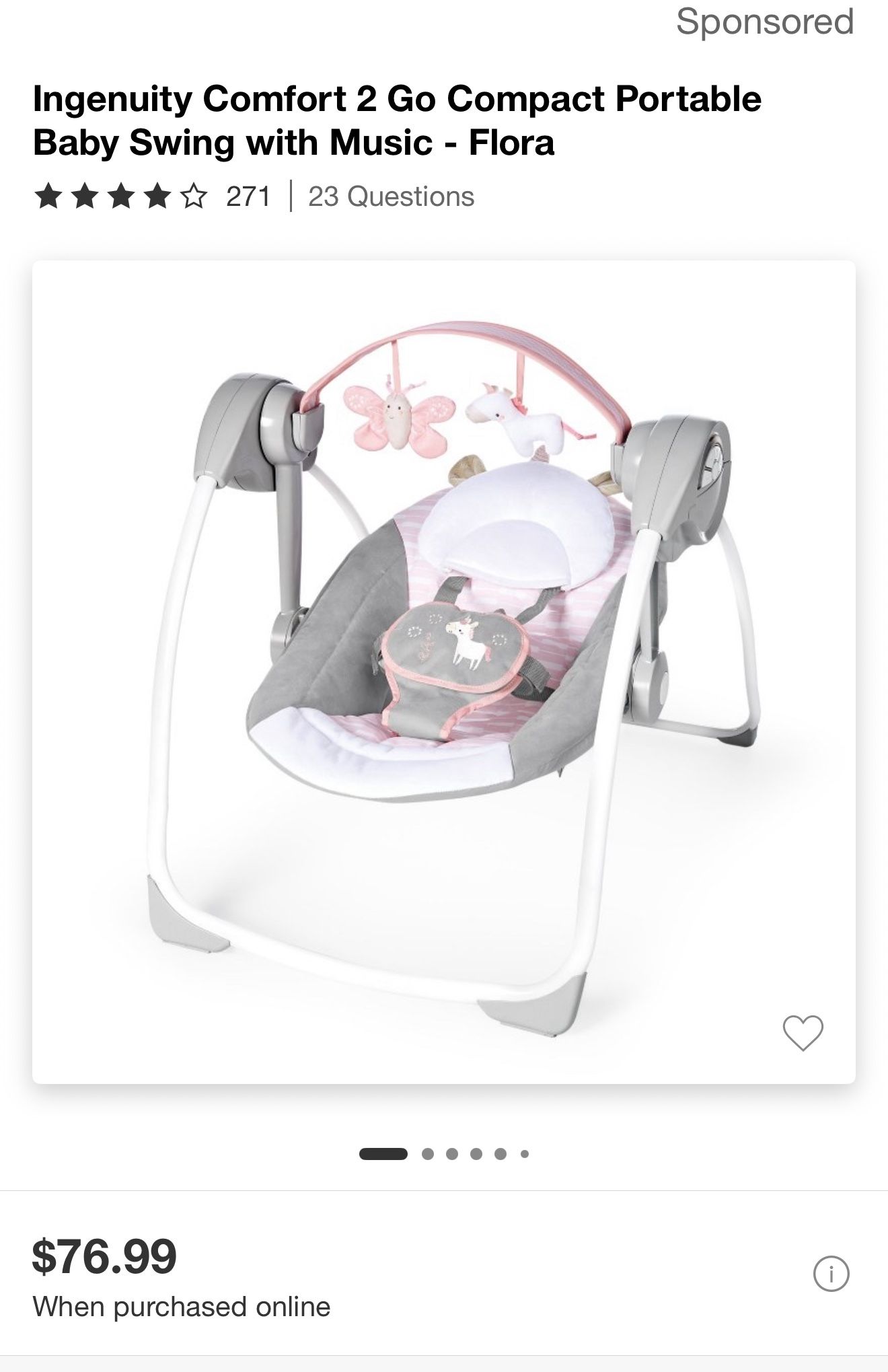 Ingenuity Portable Baby Swing With Music