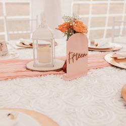 Pink table numbers (15) with acrylic stand