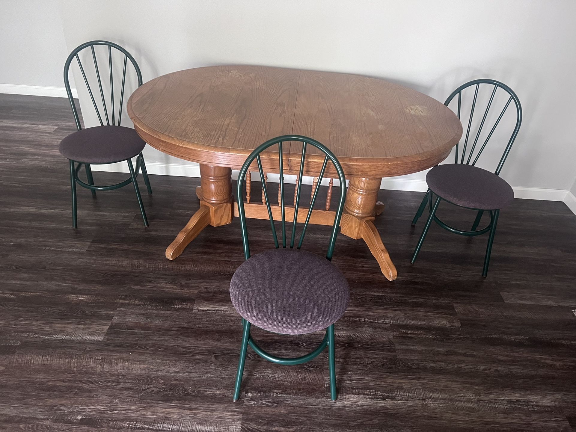 Wooden Dining Table With 4 Cushioned Chairs Set