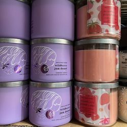 3 Wick Candles Bath And Body Works Wildberry Jam Donut Strawberry Pound Cake