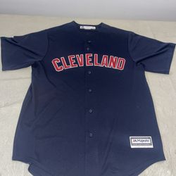 Cleveland Indians Majestic Jersey Blue Clean Mens Large Cool Base MLB Vintage