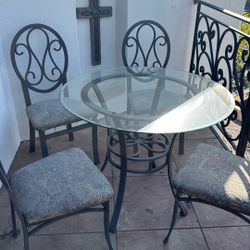 4 Chair Glass Breakfast Table