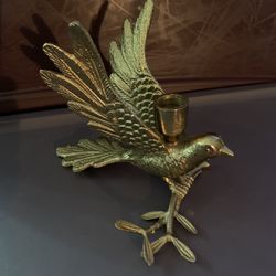 Faux Brass Bird Candle Holder