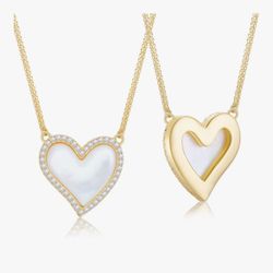 Brand: Ceaklev Abstract Heart Necklace for Women Sterling Silver 925 with Mother of Pearl - Gold Plated Dainty Necklace Gift for Her Brand new. Never 