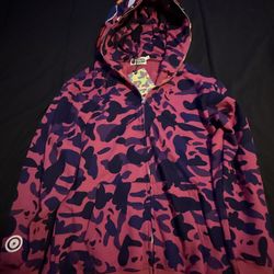 A Bathing Ape Purple Camo Full Zip Shark Hoodie Size M Bape Rare Streetwear