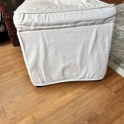 Pottery Barn Small White Slip Cover Ottoman With Storage