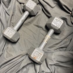 Aweosme 10 And 12 Pound Dumbbells Perfect For Cardio Or A Great Workout!