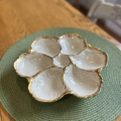 Rare French Gold Gilded Oyster Plate