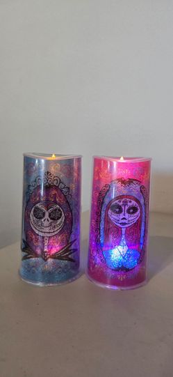 Nightmare Before Christmas LED Color-Changing Candle Set (Jack & Sally Sugar Skull Design)