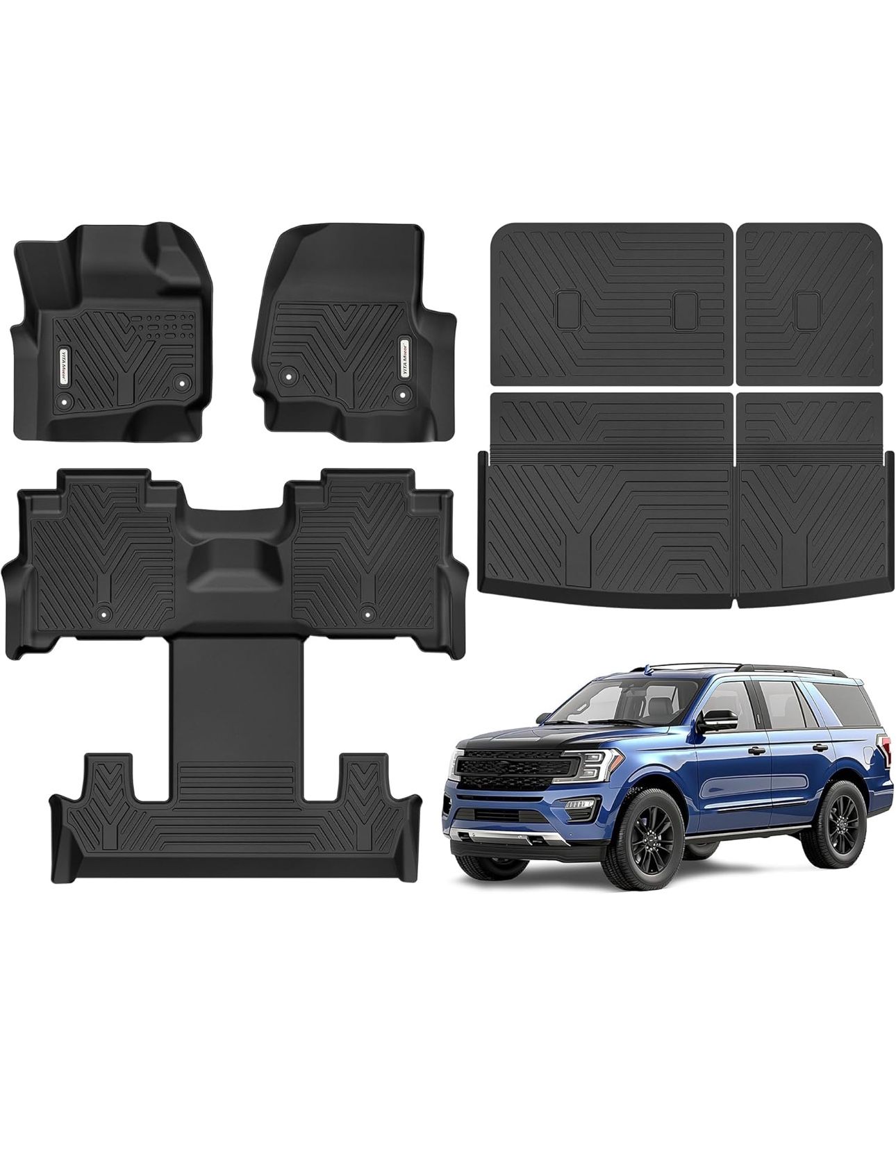YITAMOTOR Floor Mats Fit for 2018-2025 Ford Expedition (Not Fit for MAX/Limited Model 7-Seater,TPE All Weather Custom Fit for Expedition with Backrest