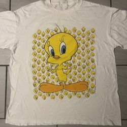 Vintage Tweety Bird Looney Toones T Shirt All Over Print XL AOP Warner Bros