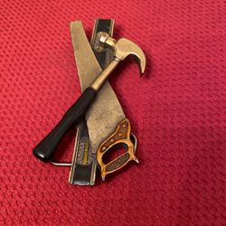 Vintage 80s Great American Buckle belt men's Hammer Saw Level Carpenter Made USA