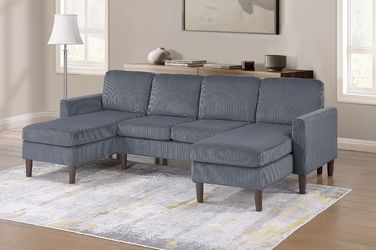 3-Piece Sectional Set RAF/LAF Chaise & Armless Loveseat - Dark Gray  