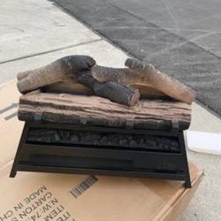 New 22'' Electric Fireplace Logs with 4 Adjustable Brightness, Electric Logs for Fireplace with Heat