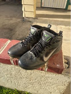 Size 10 Nike Huarache Carbon Elite Black Baseball Metal Spikes Cleats
