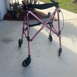Stander Wonder Rollator, Lightweight Folding Space Saver Mobility Rolling Walker for Seniors and Adults, 6-inch Wheels, Locking Brakes, and Padded Sea