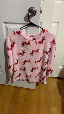 Small Pink Fleece Dachshund Print Pullover Top
