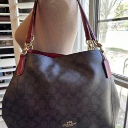 Coach Hallie Shoulder Bag Brown/Red