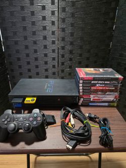 Playstation 2 (FAT) Model with Controller, 2 Memory Cards, 10 Games