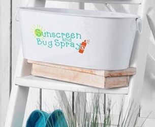NEW White Metal Storage Tub (Sunscreen & Bug Spray)