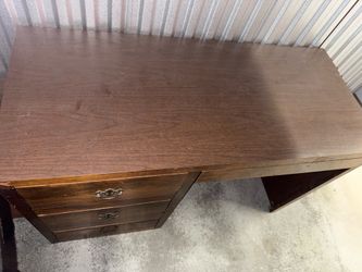 Vintage Wood Office Desk with Drawers – Rustic Computer/Work Desk