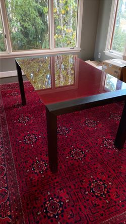 Dark Wood Table with Glass Top