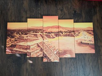 5-Panel Teotihuacan Pyramid Canvas Wall Art