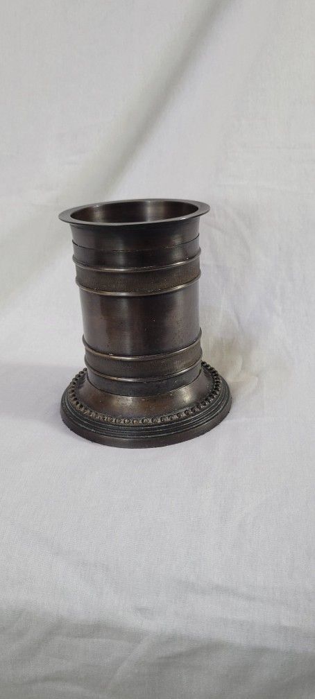 Vintage Brown Brass Pillar Candle Holder