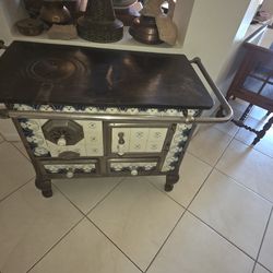 1800's Belgian Cast Iron Tile Antique Wood Burning Stove