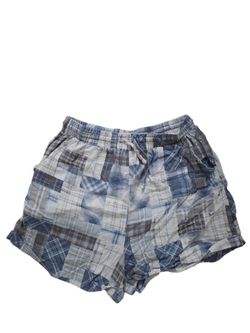 Rue21 blue/gray/white plaid patchwork hi-waist short, L. EUC.