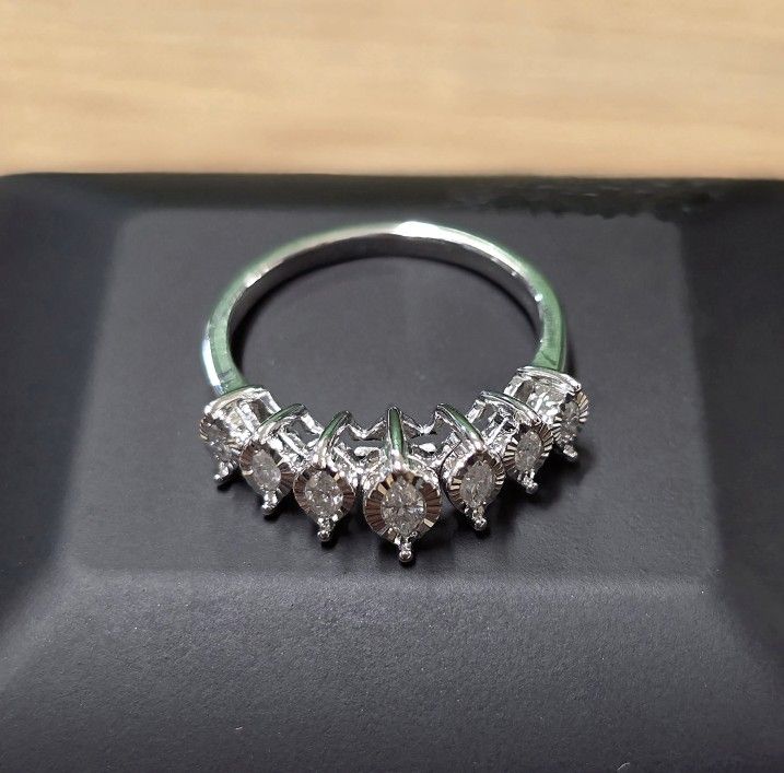 Authentic 10K Solid White Gold Princess Cut Natural Diamonds π