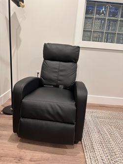 Black Leather Power Recliner Chair