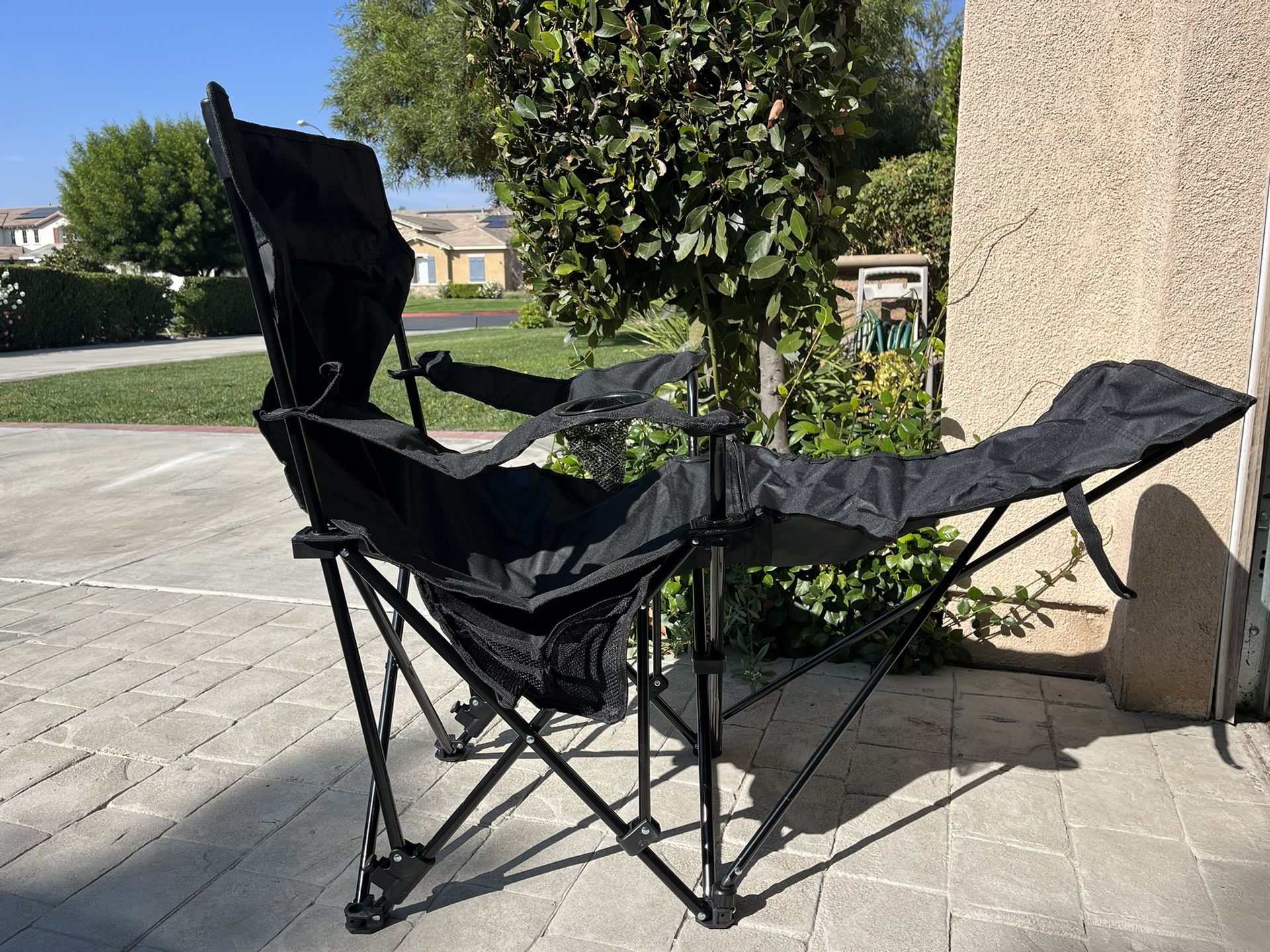 Reclining Camping Chair 4 Position with Foot Rest Comfortable for Adults 265Ibs Folding Lounger Mesh Beach Chair with Cooler Bag and Cup Holder for Ou