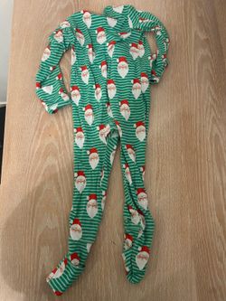 Little Pajama Co baby 9-12 months bamboo Santa Christmas footed zip pajamas