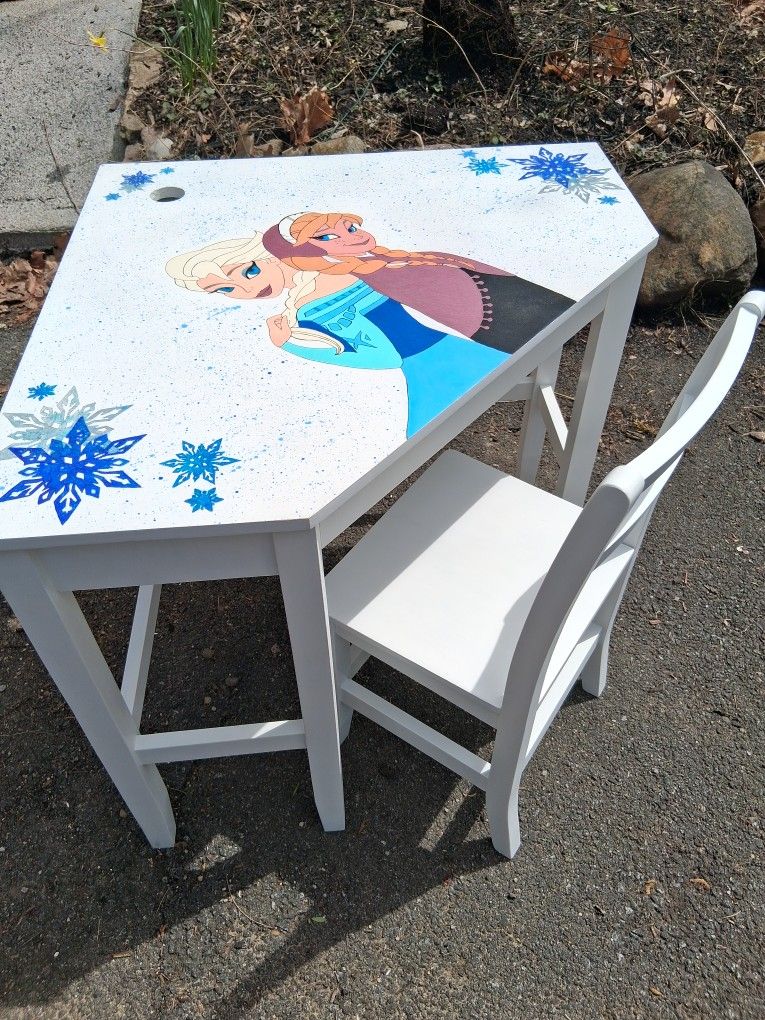 Kids Hand Painted Corner Desk