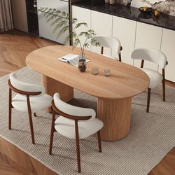 Modern oval wood dining table 70” or 86” length, new oval dining table, free delivery ✅
