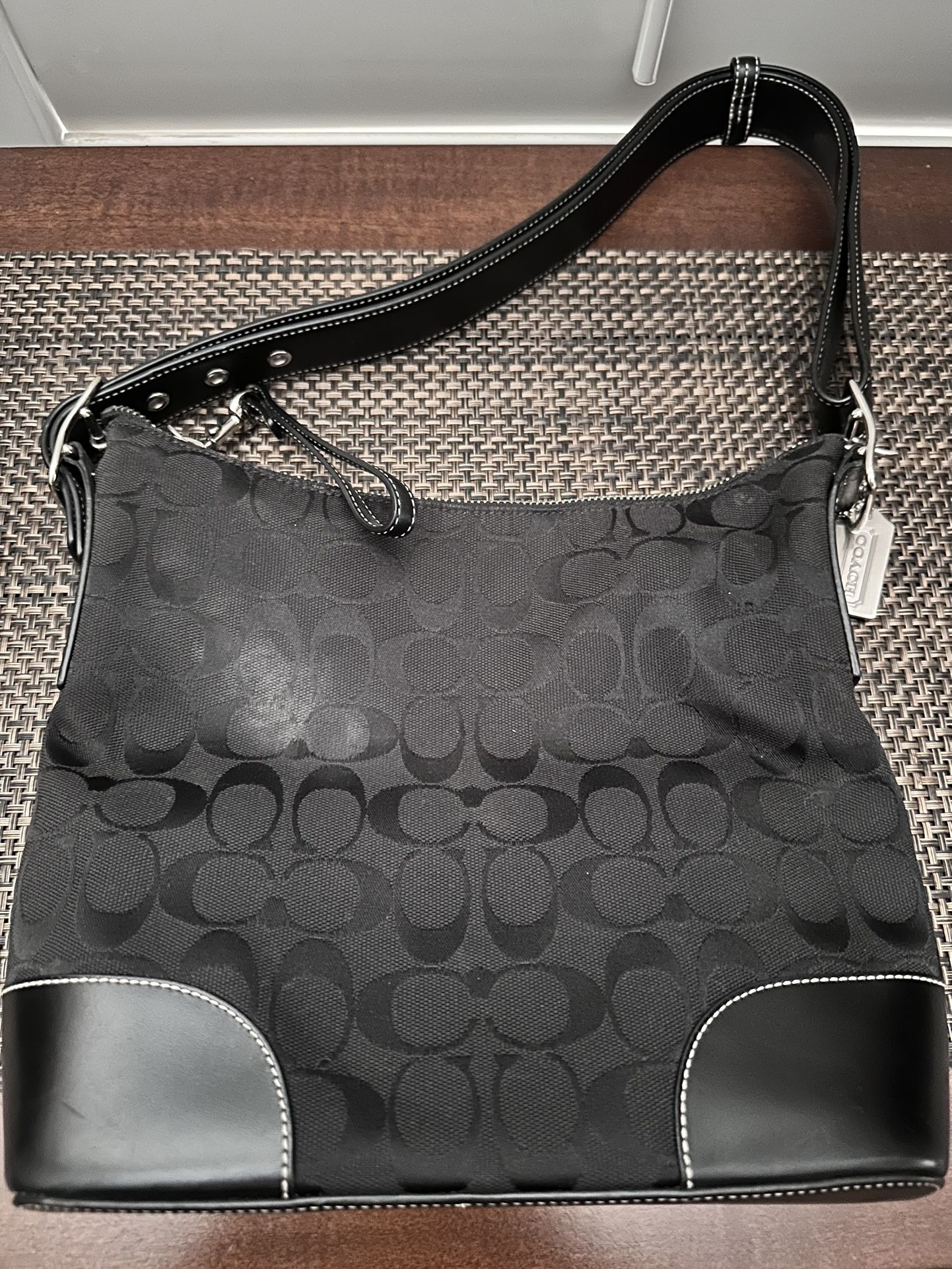 Coach Signature Black Purse & Matching Checkbook Wallet
