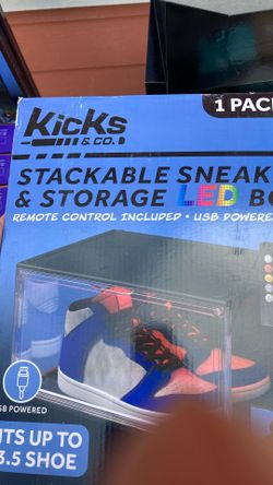 Kicks &co Stackable sneaker box & Storage led Box Remote included