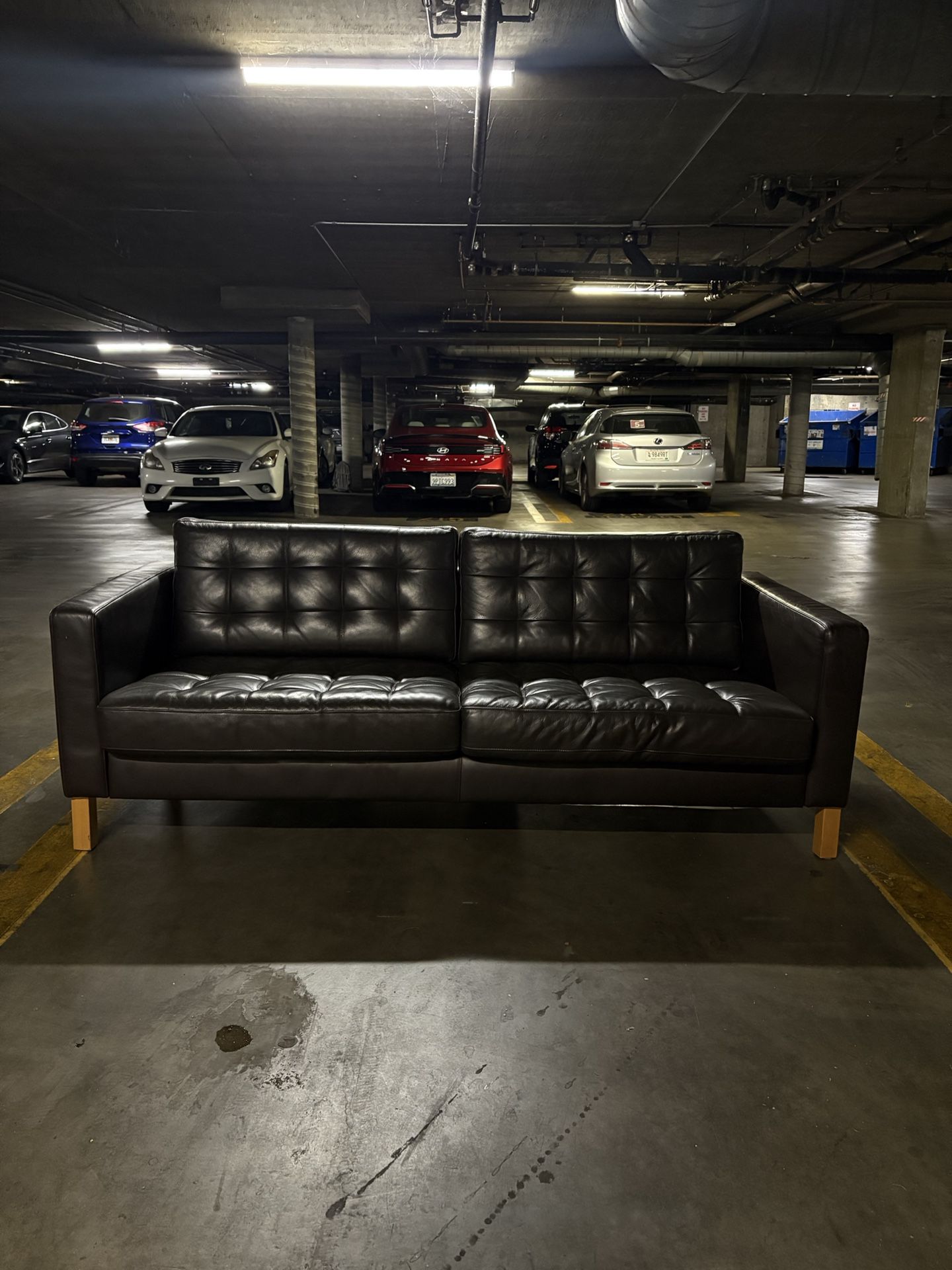 IKEA Leather Couch Dark Brown