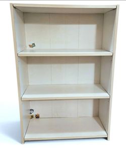 White book shelf. 36" H, 24" W, 9.5" D