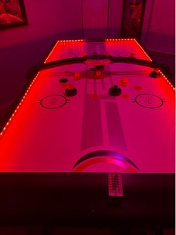 ESPN 7 ft Air Powered Hockey Table w/Electronic Scorer 2 pucks 2 pushers