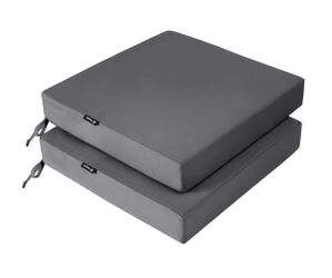 2 Patio Chair Cushions 18.5 x 16 x 3 Inch Waterproof ~Color-Dark Grey
