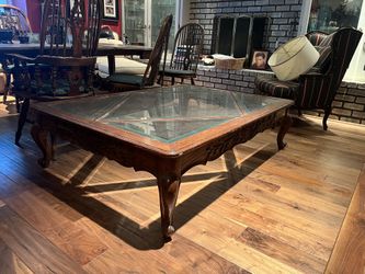 Matching Wood And Glass Tables