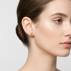 10K Yellow Gold Round Nugget Stud Earrings