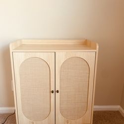Console Cabinet Natural Wood - Cane Door