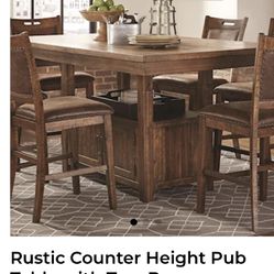 Rustic Counter Height Pub Table with Two Doors