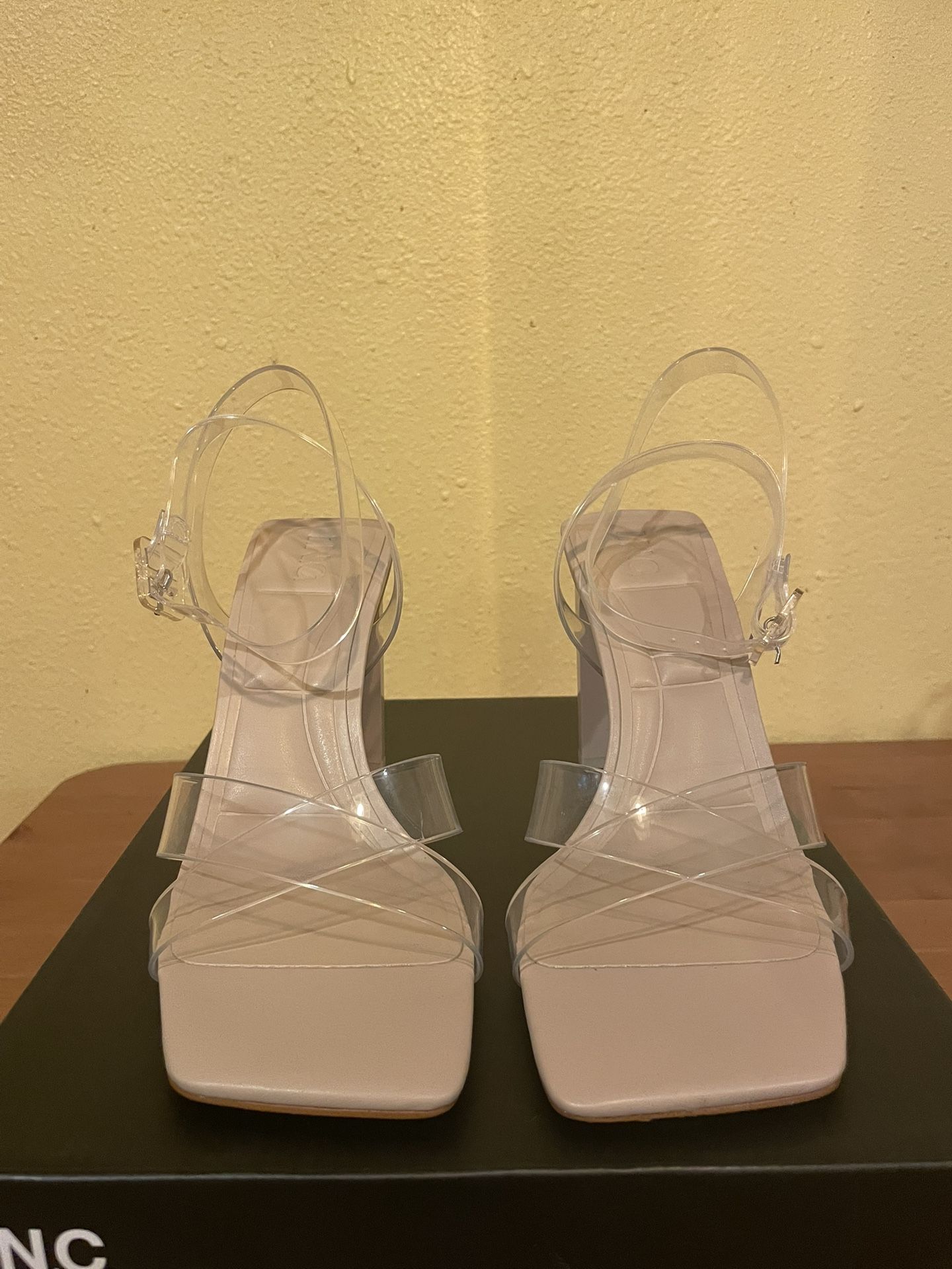 I.N.C Averna Ankle Strap Dress Sandals, Beige/clear