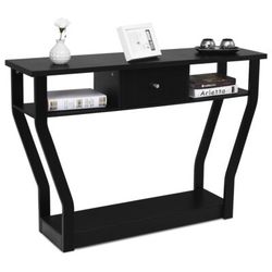 Costway Accent Console Table Sofa Entryway Hallway Hall Furniture W/Drawer Black