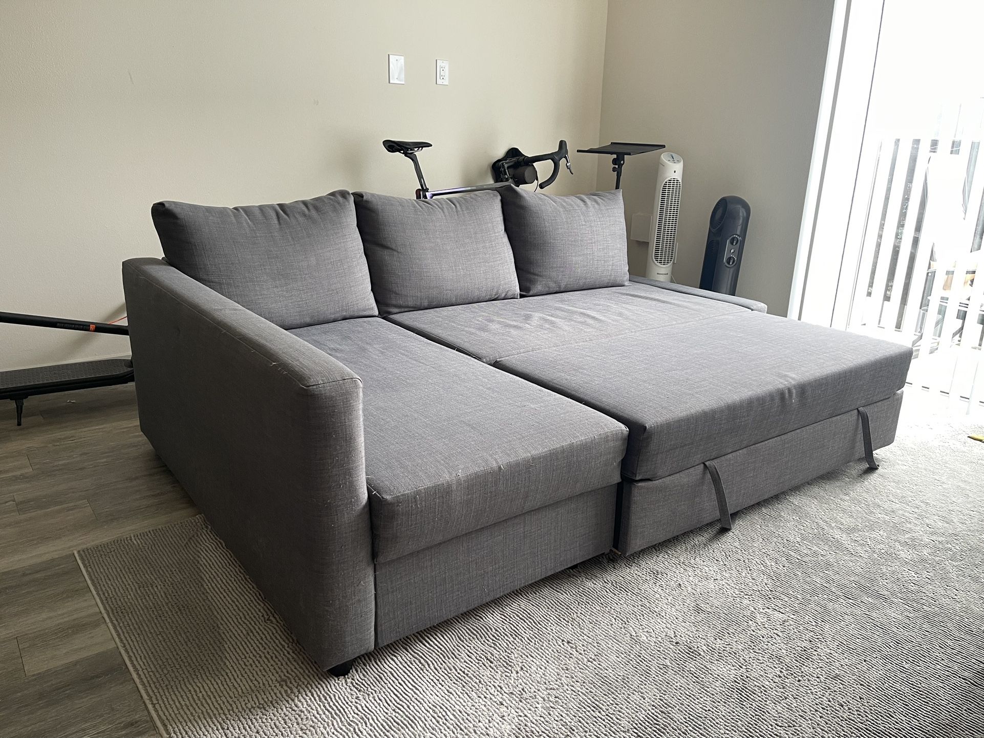 IKEA FRIHETEN Sleeper Sofa Bed L Shaped In Grey