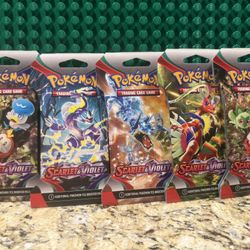 Pokemon Scarlet Violet Sleeved 5 Booster Packs full art variety complete